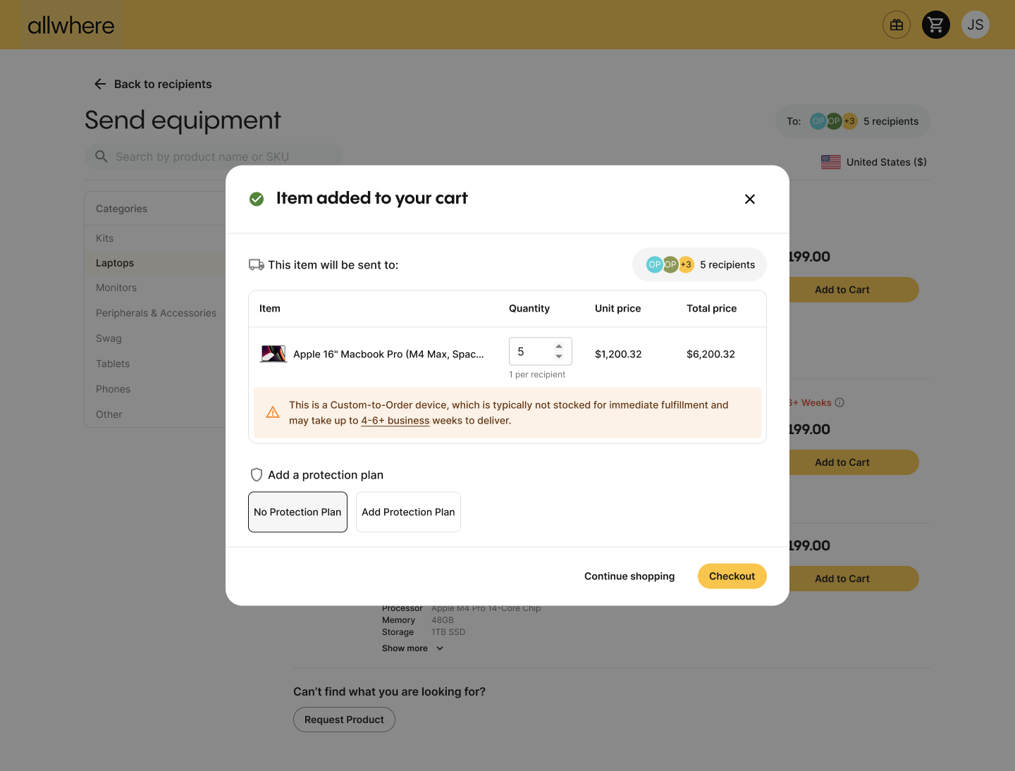 Cart review_ Protection plan added.png