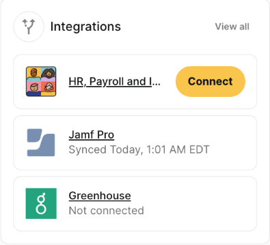 The Integrations card